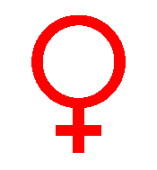 Venusspiegel, internationales Symbol für weiblich